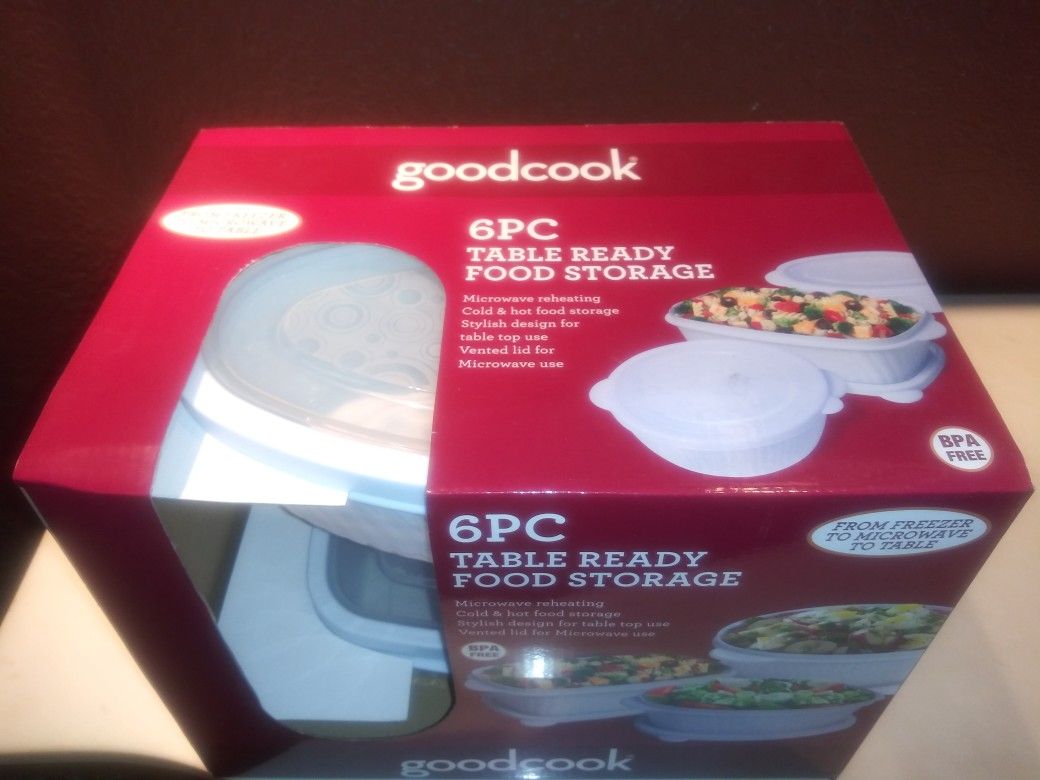 New 6pc " Table Ready" Food Storage Containers includes lids