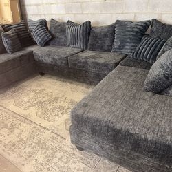 🔥 411 Charcoal Double-Chaise Sectional — Only $1649! 🔥 - $0 Down, Flexible Payments Available