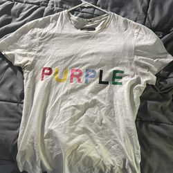 Purple Classic Logo Color Pattern Cotton Casual Short Sleeve T shirt