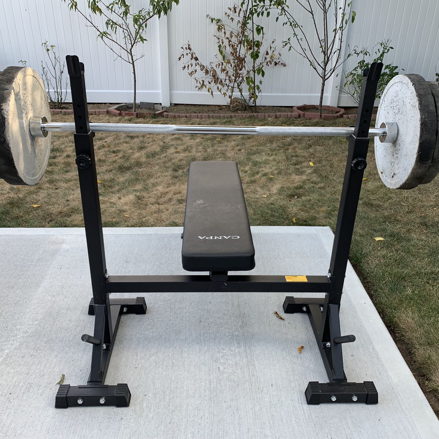 Bench Press, CANPA Olympic Weight Bench with Squat Rack Workout Bench  Adjustable Barbell Rack Stand Strength Training Home Gym Multi-Function