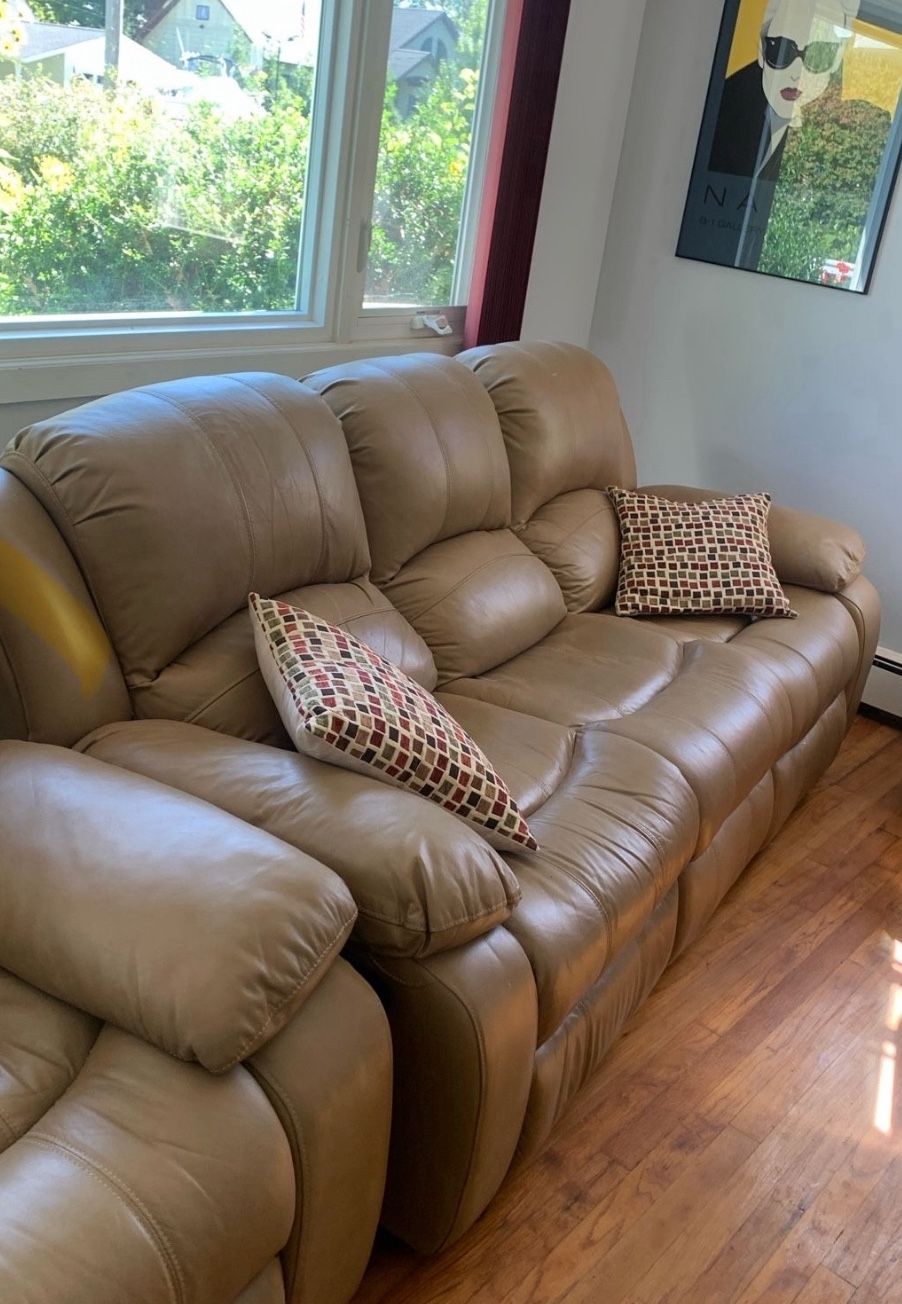 Leather Reclining Sofa – $300 or best offer