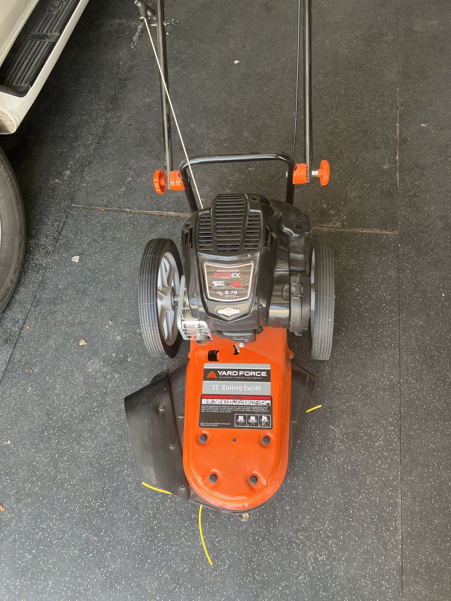 YARD FORCE 22 in. 163cc Briggs and Stratton Gas Walk Behind String Trimmer Mower