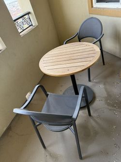 Crate & Barrel Teak Bistro table W/ 2 chairs Must Sell