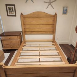 Full Size Bed Frame, Nighstand and Tall Dresser