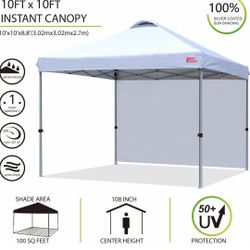 MASTERCANOPY Pop-up Commercial Instant Canopy (10'x10', White) + MASTERCANOPY Pop-up Instant Canopy with 1 Sidewall 