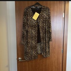 Nina Leonard Long Sleeve Duster Cardigan & Tank Top Set  3XL