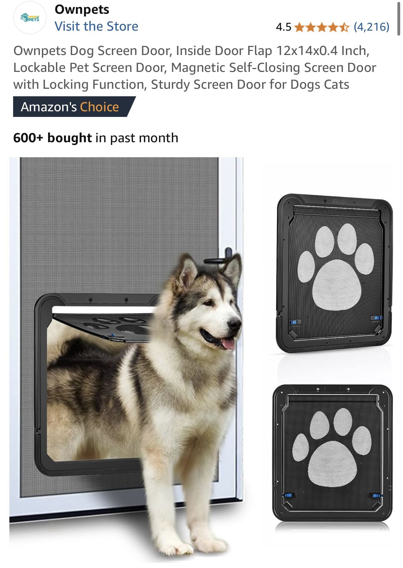 Doggie Door ; Dog/Cat Screen Door Flap