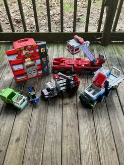 Boys large trucks & fire station toy bundle