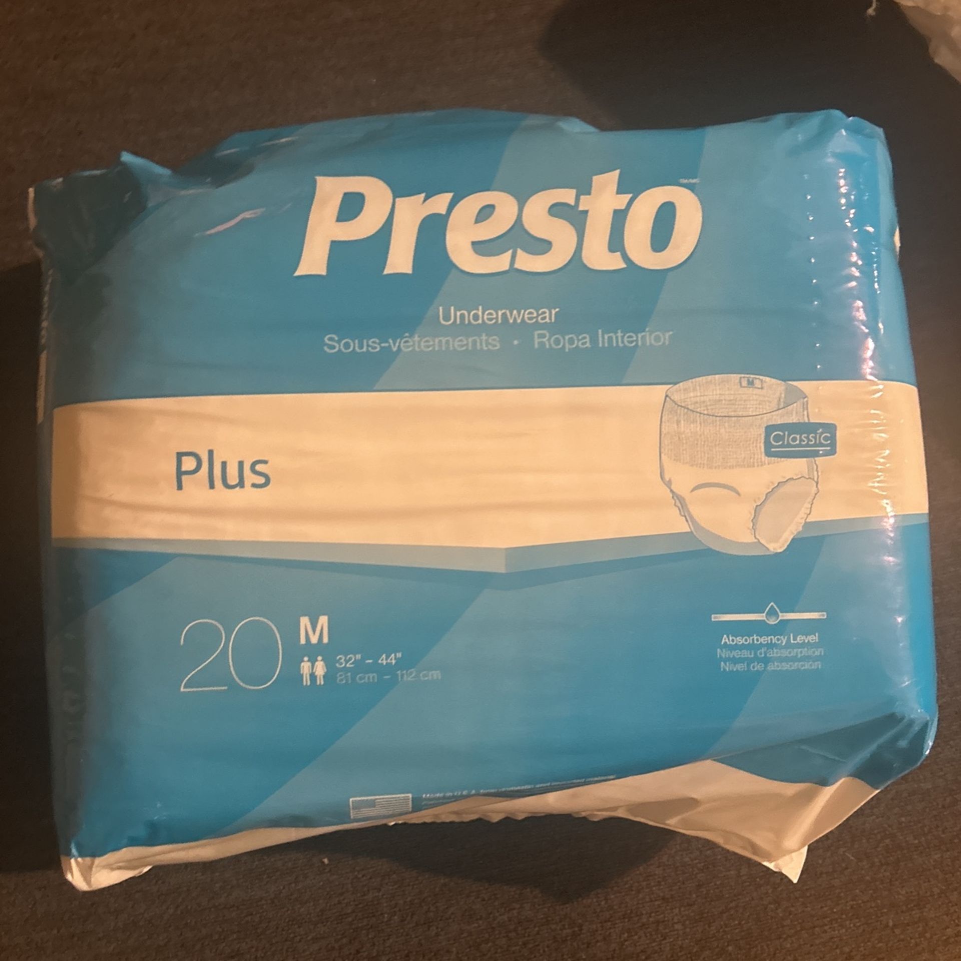 Presto Plus 20 M Underwear Diapers For Adults 