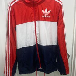 RARE Adidas 3 Stripe  Windbreaker Hoodie