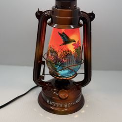 Vintage Oil lamp Custome Made Electric Hand Painted 