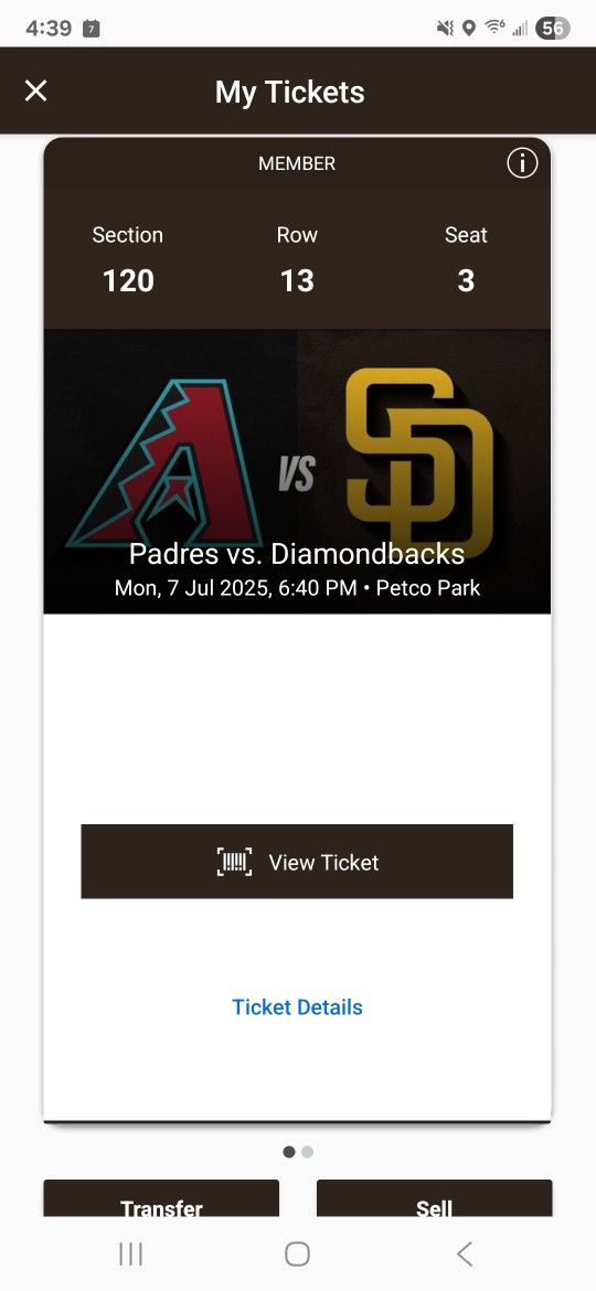 PADRES vs. DIAMONDBACKS - 2 TICKETS/TAILGATE PARKING - MONDAY 7/7/2025
