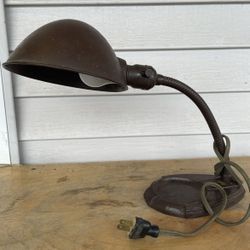 Antique Iron Art Deco Steampumk Industrial Gooseneck Desk Table Lamp
