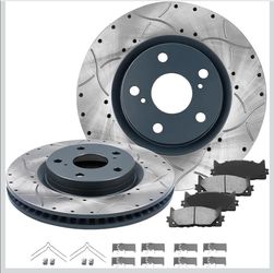 2013 to 2025 Nissan Altima Drilled and Slotted Front Rotors and Ceramic Brake Pads