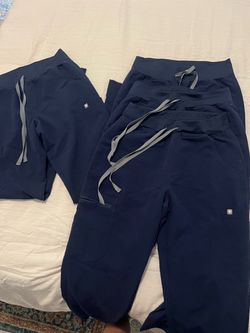 Navy Blue Figs Straight Leg Scrub Pants (X4)