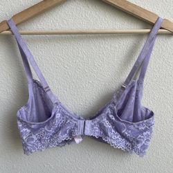 Floral Lace Unlined Bra with X Charm in Purple