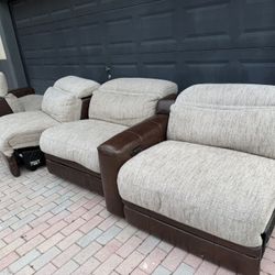 Big Brown Leather & Duck Feather Couch 