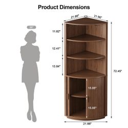 C200 $130  72.5" Tall Corner Bar Cabinet With Led Lights, Wine Storage Cabinet Liquor Stand With Tambour Sliding Doors & Shelves  Features Built-in st