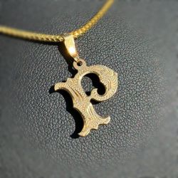 Jewelry 14k solid yellow gold initial P Pendant charm