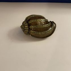 Very Pretty Vintage Enamel And Swarovski Crystal Seashell Trinket Box 