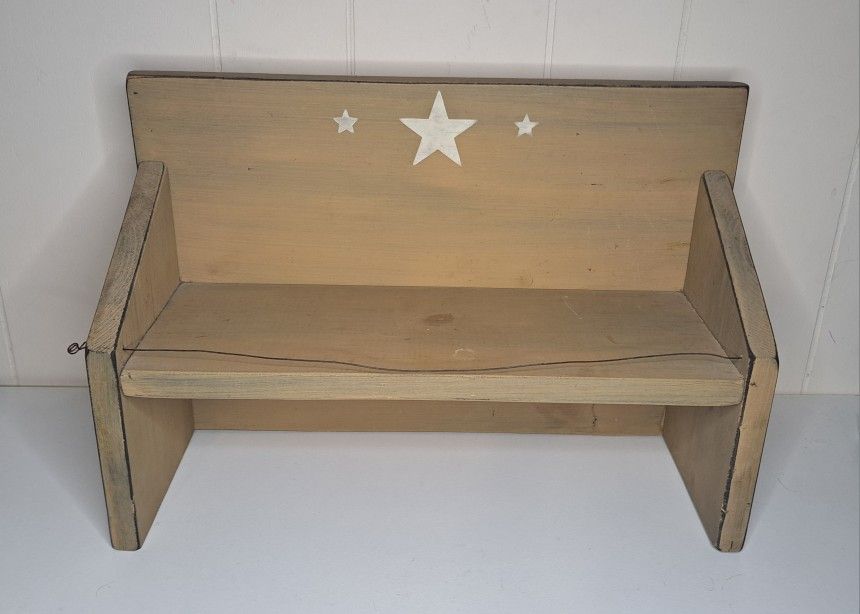 Small Wooden Bench Rack Shelf Wood Decor Desktop