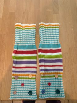 Colorful Striped Knit Leg Warmers with Buttons