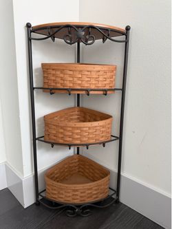 Longaberger Corner Shelf with Baskets – Complete Set