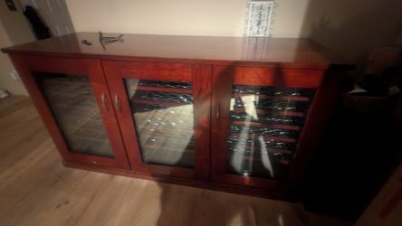 Wine Enthusiest Refrigerated Cherry Wood Wine Credenza