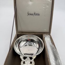 Neiman Marcus Silverplate Porringer Bowl w/ Handle & Spoon Set – Boxed Antique
