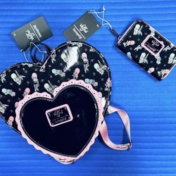 Loungefly Valfre Valentine Double Heart Mini Backpack and Matching Wallet- NWTs  Perfect for Valentines!! 