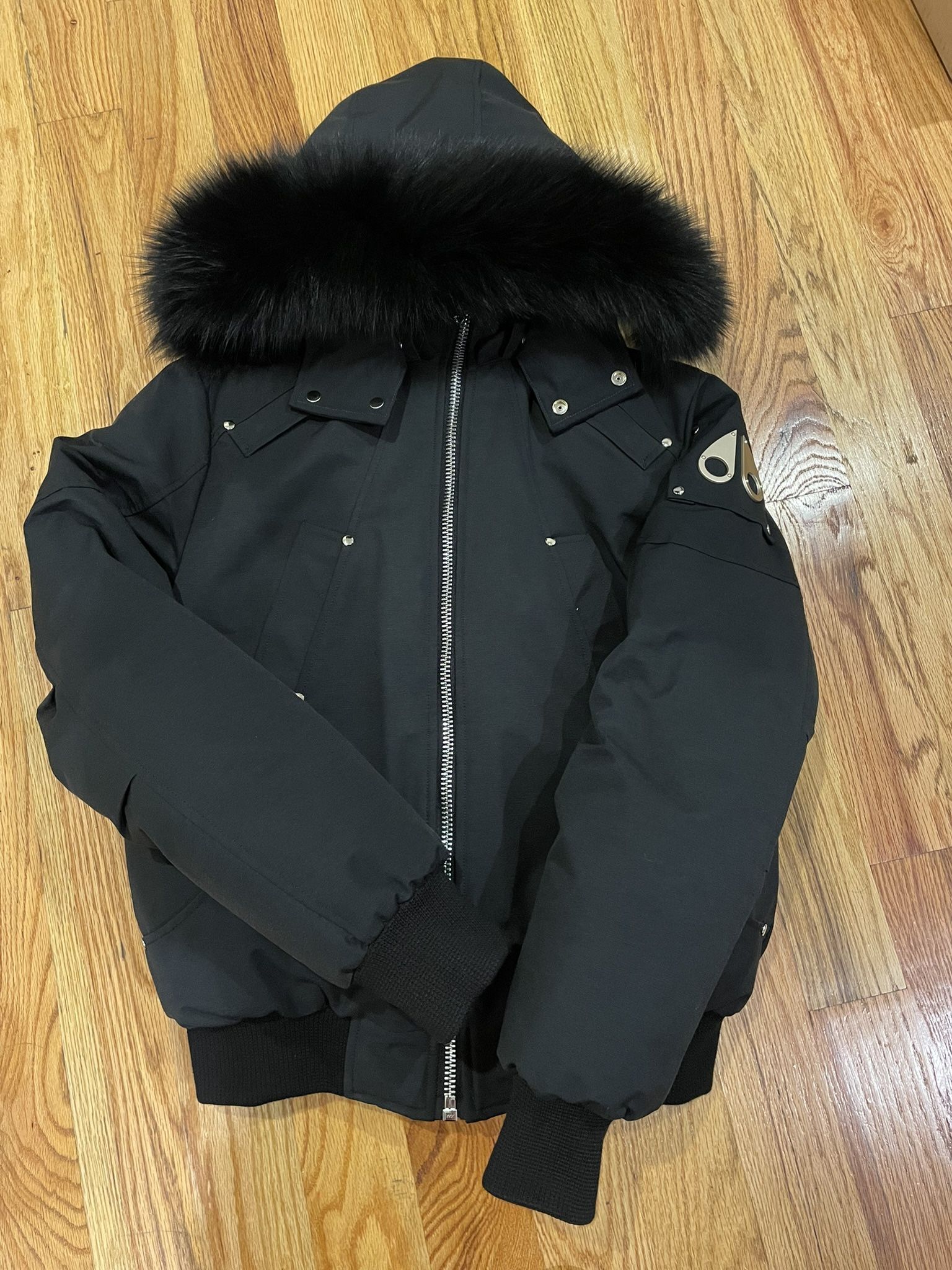 Moose Knuckle Black Bomber Jacket 