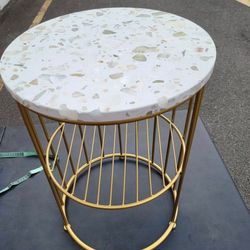 Terrazzo  Faux Marble Coffee Table End Table Set Of 2 Gold Or Black