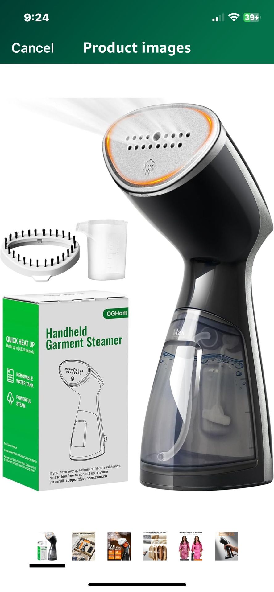 Steamer for Clothes, Portable Handheld Garment Wrinkle Remover, 1000W Fabric Steamer, Strong Penetra
