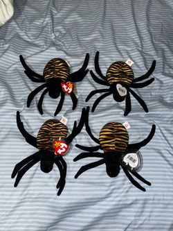 4x Beanie Baby Spiders