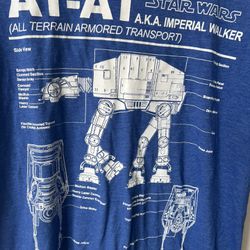 Star Wars AT-AT Blue Prints Schematic Men's Blue Short Sleeve T Shirt Size M  Comes from a pet and smoke free home.  Measurements are in pictures.This