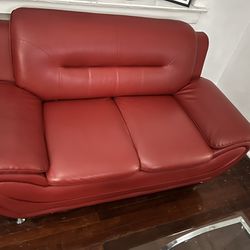Red leather Couch And Loveseat 