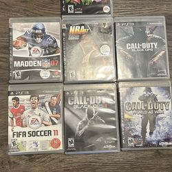 PS3 Game Lot – Call of Duty Black Ops 1 & 2, World at War, FIFA 11, Madden 07, NBA 07, UEFA Euro 2008 – Complete w/ Cases