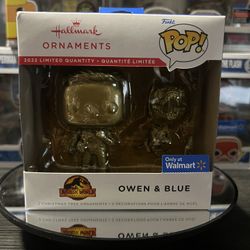 Funko Pop Owen & Blue - Gold CHASE - 2022 ornament - Only at Walmart - Jurassic