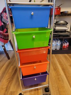 Rolling Storage Cart with 4 Colorful Drawers