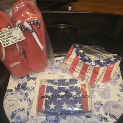 New 4th Of July Visor, Pouch, Slides