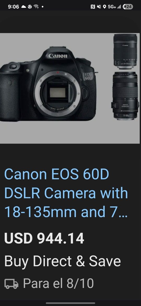 Canon Professional Great Camara Two Lenses Two Batteries One Charger All Accessories Jice 250