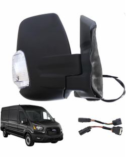 Passenger Right Side Door Mirror replacement for 2015-2025 Ford Transit 150 250 350 350 HD Cargo Van 6 pins Power Glass,Heated,Signal Light Short Arm