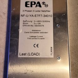 EPA GmbH NF-U-YA-E7F7-34010 3-Phasen 3-Leiter Netzfilter 480 V AC (50/60 Hz) 10A