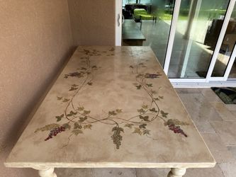 Hand Painted Custom Built Dinning Table With Chairs