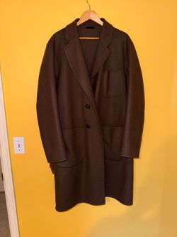 Armani Brown Wool Overcoat Long Button-Up