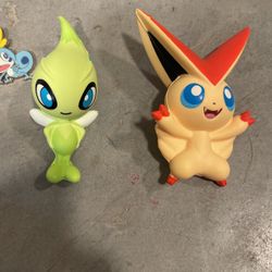 Two Pokémon Pins And Two Pokémon Squishy Things