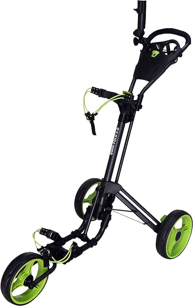 Qwik-Fold 3 Wheel Push Pull Golf CART - Foot Brake - ONE Second to Open & Close!
