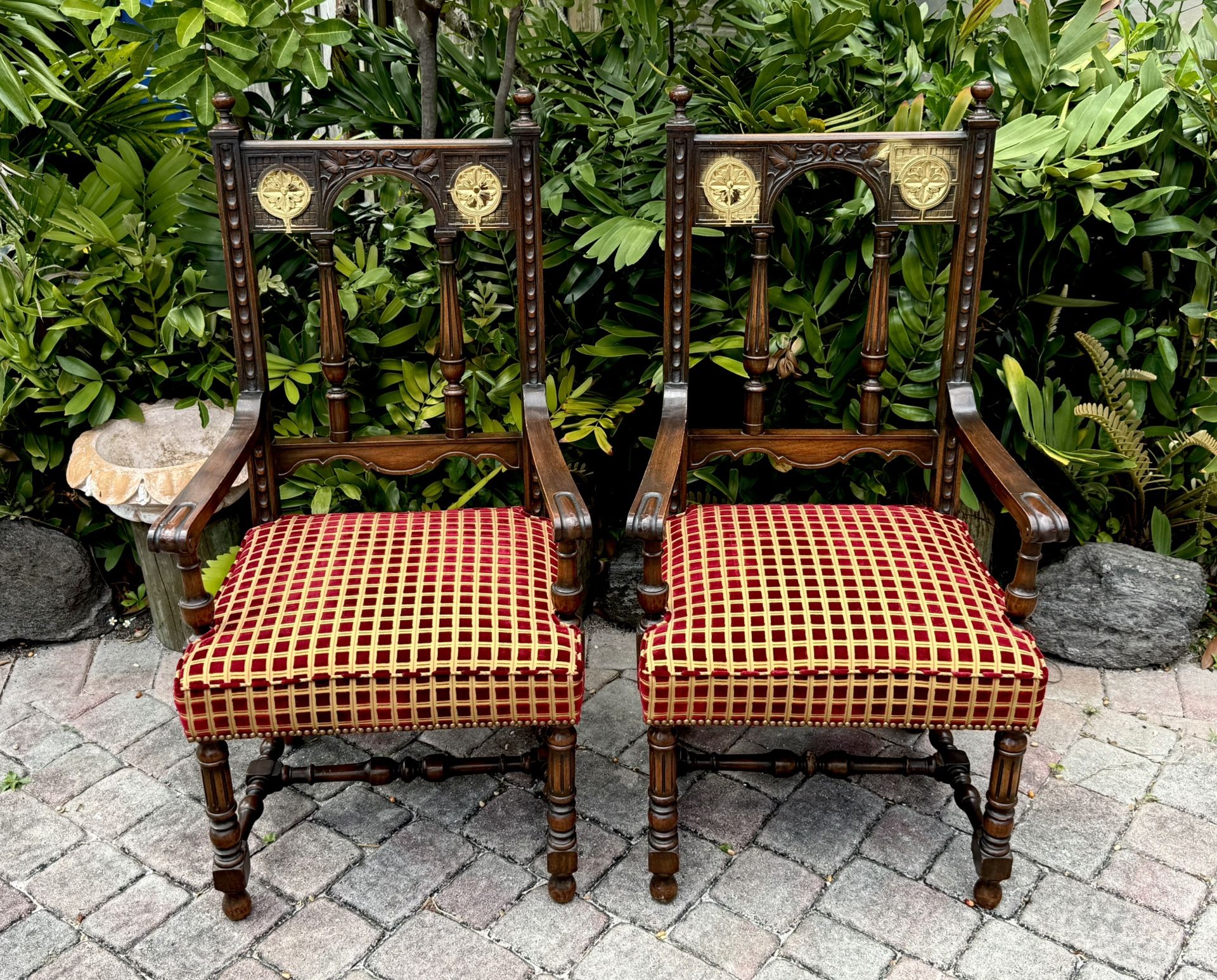 ⚡️ Set of 6 Antique French Gothic Revival Chairs Late 19th Century