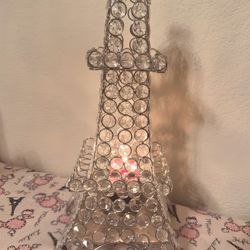 Glam silver & Bling 13" Eiffiel Tower Tea Light  Holder--Brand new, Never Used