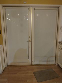 2 FRENCH DOOR ROLL UP SHADES . NO STAINS